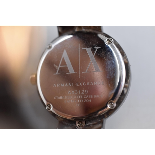 145 - Armani Exchange (AX3129) Ladies Brown Tortoise Quartz Watch, Working