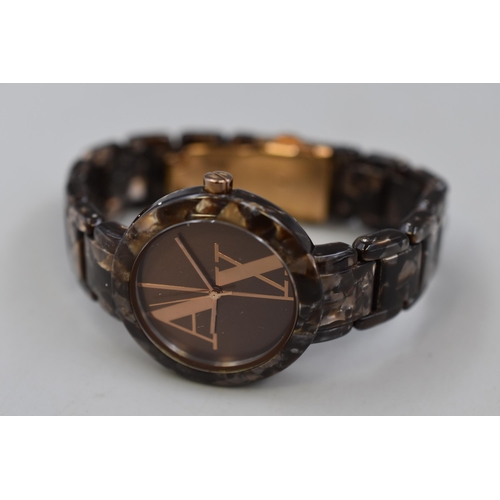 145 - Armani Exchange (AX3129) Ladies Brown Tortoise Quartz Watch, Working