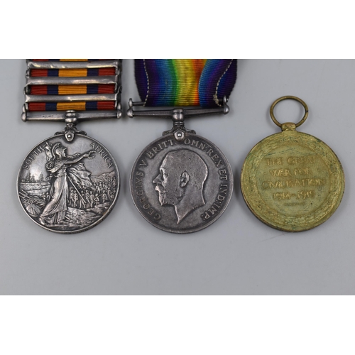 331 - A Queen Victoria Boer War Silver South Africa Four Clasp War Medal (1901-1902, Transval, Cape Colony... 