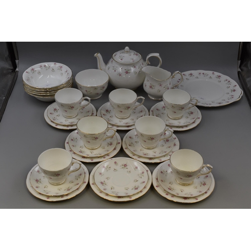 442 - Thirty-Three Piece Duchess 351 Marie Tea Set to Include Cups, Sugar Bowl, Saucers, Tea Pot, Bread &a... 