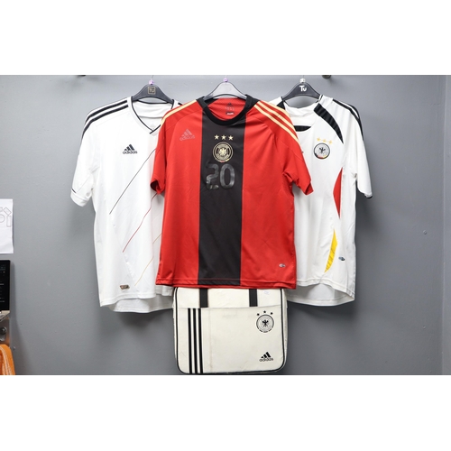 547 - Deutscher Fussball-Bund Adidas Bag and Three Deutscher Fussball-Bund Football T-Shirts (Various Size... 