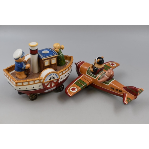 344 - Villeroy & Boch Ship Candleholder and a Villeroy & Boch Aeroplane (a/f)