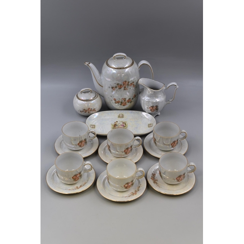 451 - A Fifteen Piece Walbrzych Lustre Coffee Set, With Classical Style Lustre Plate