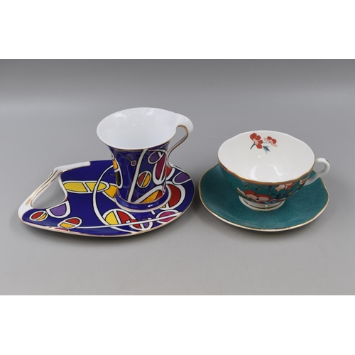 354 - Two Boxed Cup and Saucer Sets to include Wedgwood Paeonia Blush and Leonardo Abstract