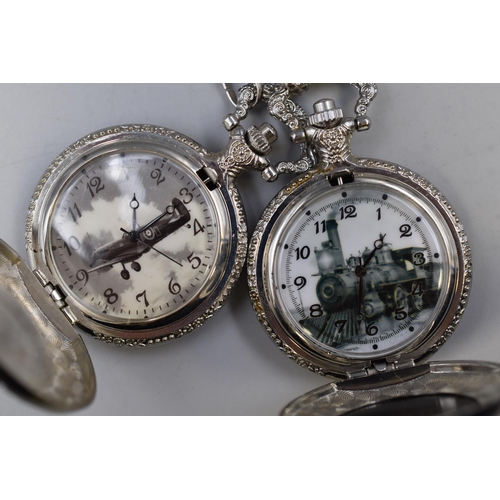 154 - Two Quartz Pocket Watches complete with Chains .