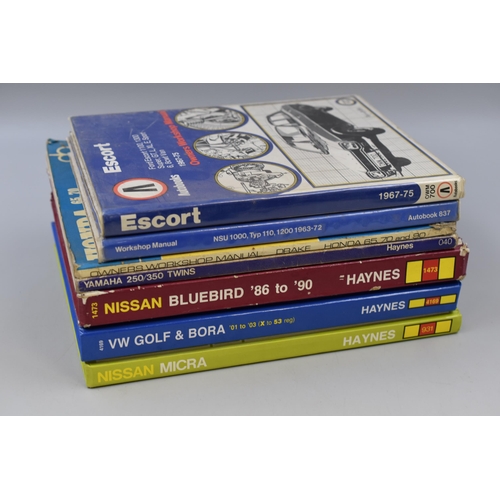 580 - A selection of workshop manuals to include Honda 65, 70 & 90, Yamaha 250 & 350 twins, Ford E... 