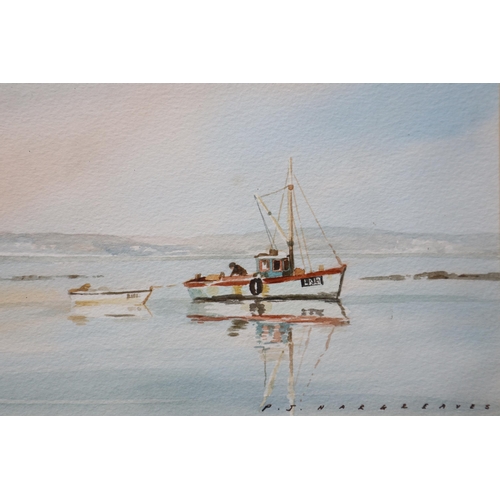 485 - Original P J Hargreaves Water Colour entitled Across the Bay in Framed and Glazed Mount (36cm x 28cm... 