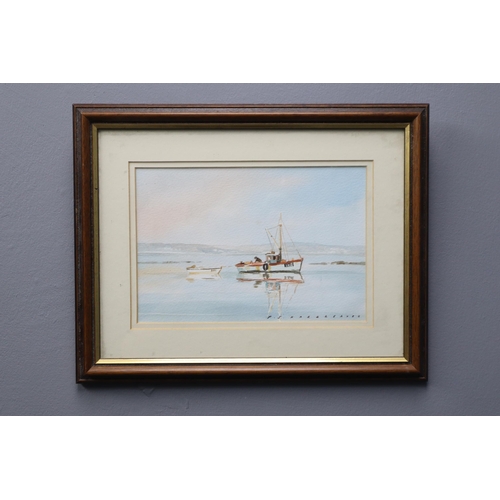 485 - Original P J Hargreaves Water Colour entitled Across the Bay in Framed and Glazed Mount (36cm x 28cm... 