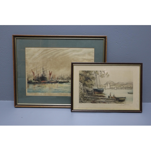 486 - Two Framed and Glazed Pencil Signed Colour Engraving Prints Depicting Boats, To Incude Henry George ... 