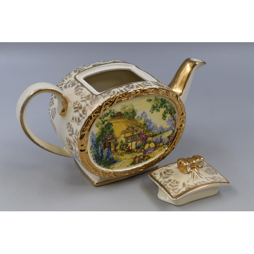 498 - 1950s James Sadler countryside cottage scene teapot