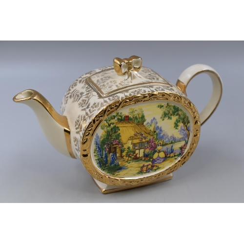 498 - 1950s James Sadler countryside cottage scene teapot