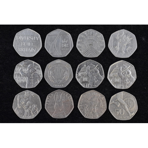 194 - Selection of twelve collectable fifty pence pieces.