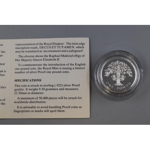 201 - A UK Silver Proof 1987 £1 Coin, In Presentation Case With COA