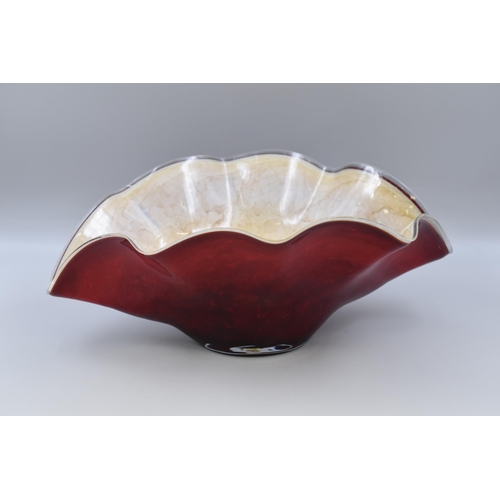 396 - A Red Glass Marbled Effect Centrepiece Bowl, Approx 7