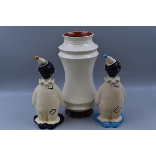 399 - Three Pieces of 1950's Ellgreave Pottery To Include Two Go Go Clown Money Boxes, and Mozek Vase. Vas... 