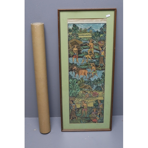 697 - Balinese Indonesian Art Picture in Framed and Glazed Mount (89