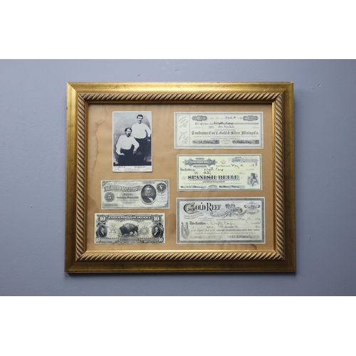 753 - Wyatt Earp: Framed and Glazed Ephemora Depicting Wyatt Earp Includes Vintage Postcard Featuring Wyat... 