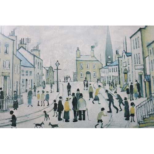 754 - Lancashire Village LS Lowry Print Complete in Frame (3' 1