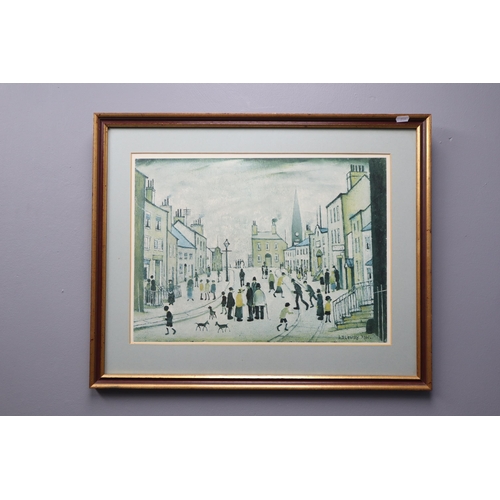 754 - Lancashire Village LS Lowry Print Complete in Frame (3' 1