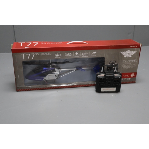 218 - Large T-77 Silver Wing HighSpeed 3.5 Channel Remote Control Helicopte