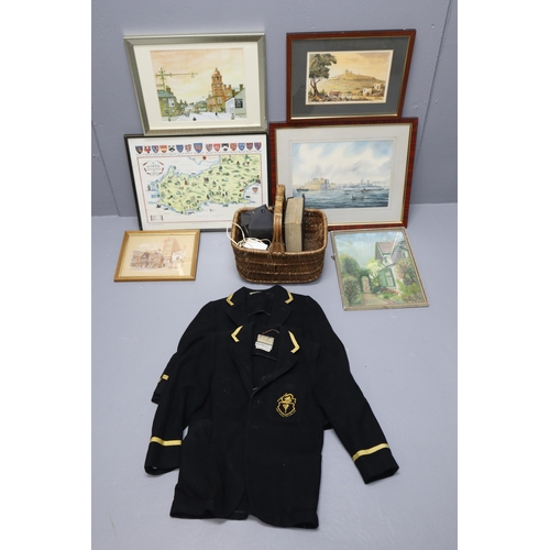 706 - A Mixed Selection To Include Vintage School Blazers, A Selection of Framed and Glazed Prints/Origina... 