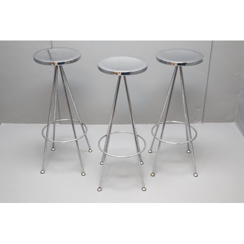 709 - Three Retro Vista Heavy Duty Chrome Bar Stools approx 31