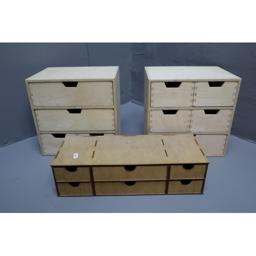 714 - Three Sectional Desktop Organisational Wooden Drawer Sets, Approx 8