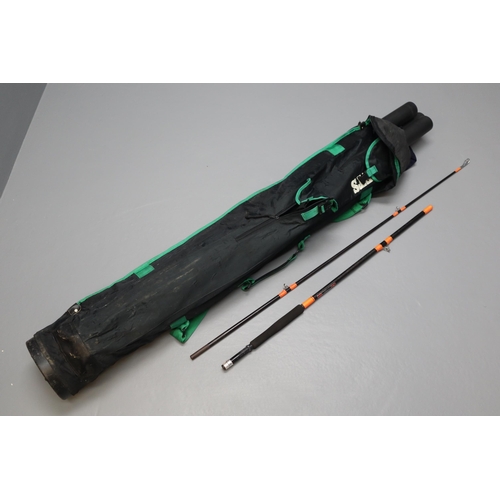 768 - Keenets fishing carry bag with a Daiwa two piece river rod and 3 piece course rod, Shakespeare Alpha... 