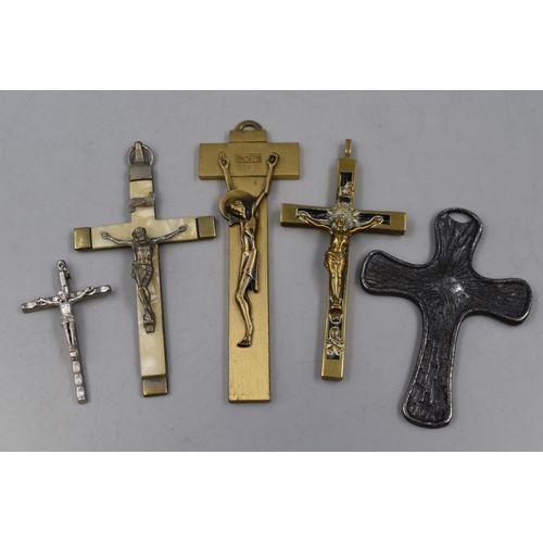 227 - Selection of 5 Crucifixes (Largest 12cm)