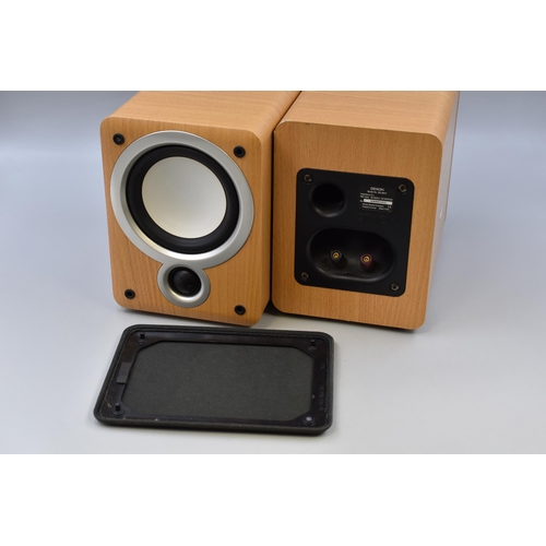 672 - A Pair of Denon SC-M73 60w Pine Effect Speakers