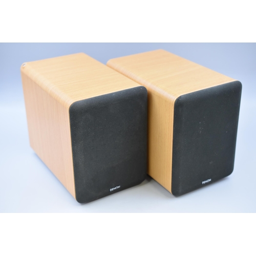 672 - A Pair of Denon SC-M73 60w Pine Effect Speakers