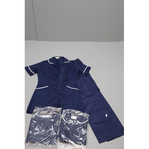 822 - Three brand new Carers/Cleaners Uniforms to include top and Trousers in size 12uk