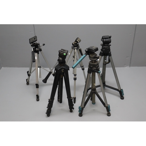 676 - Selection of 5 Photographic Camera Tripods including Titan, Slik and more