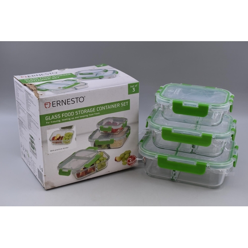 928 - Glass Food Storage Container Set - New