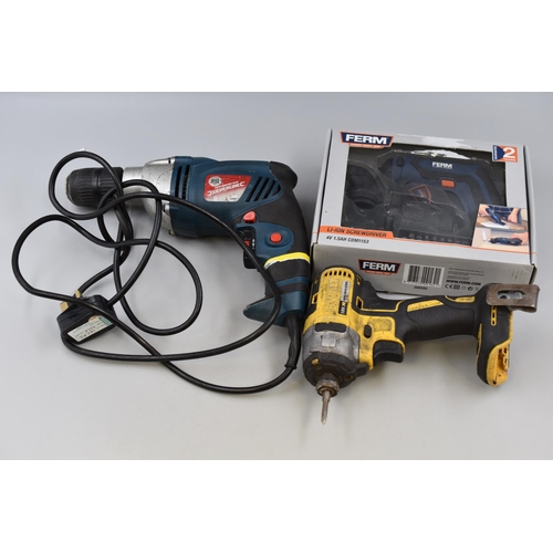 930 - Mixed Lot of power Tools to include a Silverline Hand Drill, Li-Ion Battery Screwdriver Kit and a De... 