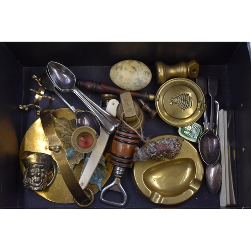 936 - Small Selection of Items to Include Ashtray, Bottle Opener, Silver Plated Spoons and More