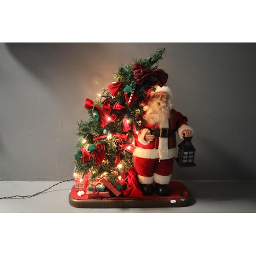 682 - Large Christmas Santa Decorating Tree Scene (Powers On When Tested)) Approx 31