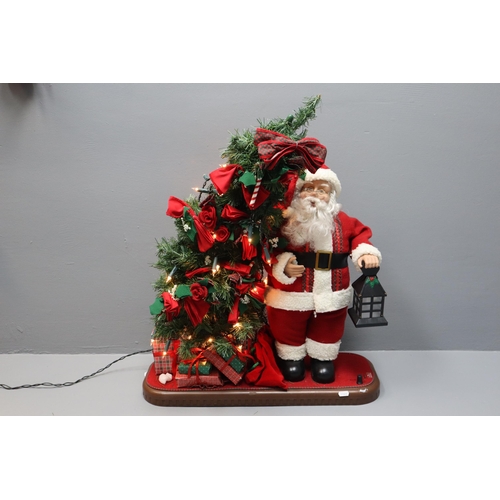 682 - Large Christmas Santa Decorating Tree Scene (Powers On When Tested)) Approx 31