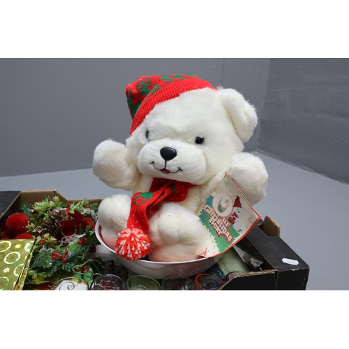 971 - Selection of christmas items to include, white teddy (new with tags) 18