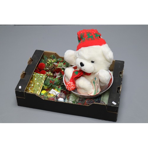 971 - Selection of christmas items to include, white teddy (new with tags) 18