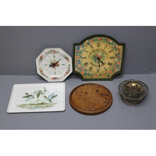 984 - Small Selection of Items to Include Food Tray, Clocks and More