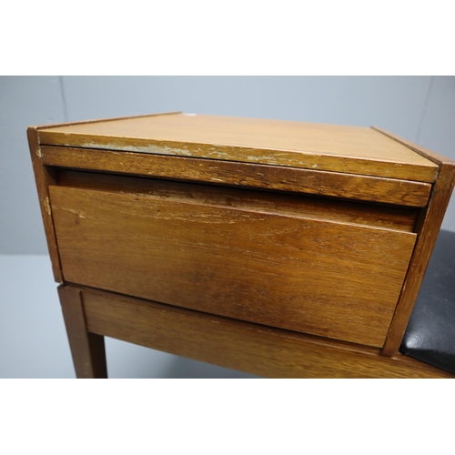 696 - Vintage telephone table with leatherette seat and drawer measures 22