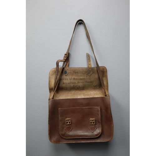 825 - Genuine Vintage Brown Leather School Satchel 13