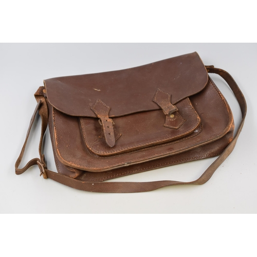 825 - Genuine Vintage Brown Leather School Satchel 13