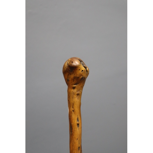 406 - An Antique Natural Carved Wood Walking Stick, Approx 3ft Long