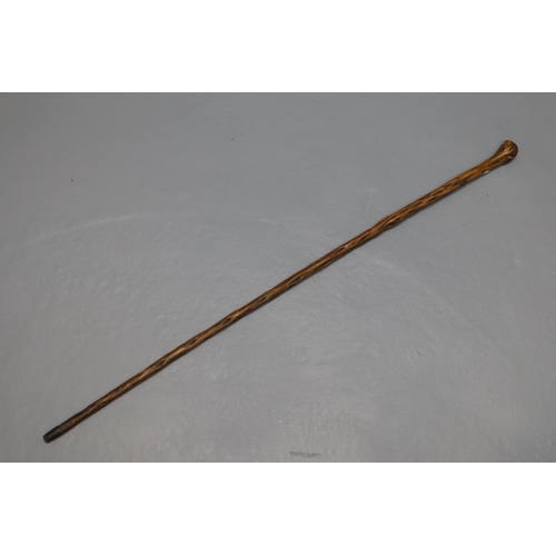 406 - An Antique Natural Carved Wood Walking Stick, Approx 3ft Long