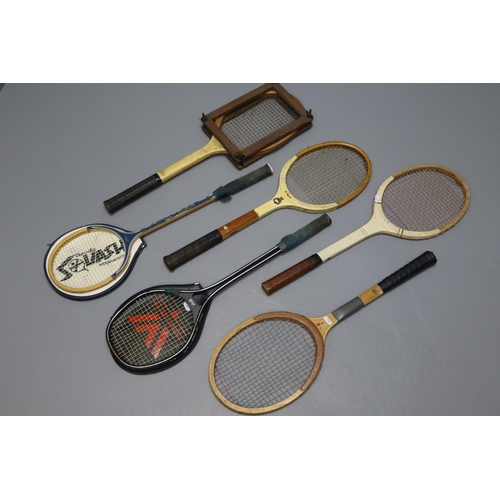 767 - A Selection of Vintage Tennis and Squash Racquets To Include Goudie, Slazenger, Oliver Somers. And M... 