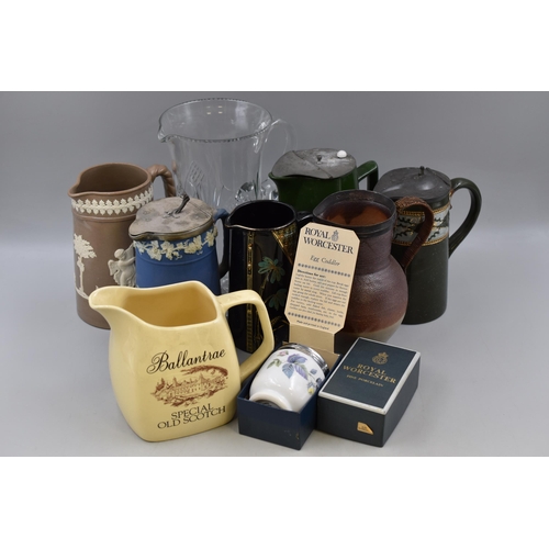 903 - Mixed Selection of Items to include Ceramic Jugs, Glass Jug and a Royal Worcester Egg Coddler