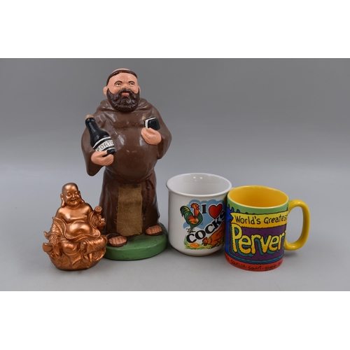 908 - Collection of Religious Related Items to include a Ceramic Happy Monk, Buddha Statue and Two Quirky ... 