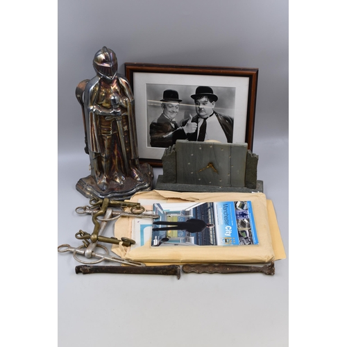 916 - Mixed Selection including Knight Companion Set, Manchester City Ephemera, Slate Mantle Clock, Laurel... 